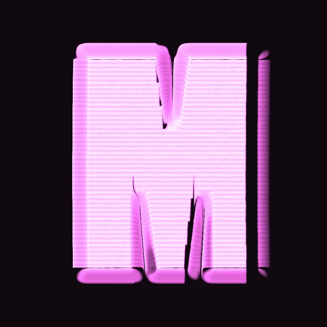 M — an animated typographic study in pink and purple